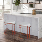 Kit 2 Puffs Decorativos Redondo Sakura Base Metal Bronze Cora