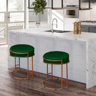 Kit 2 Puffs Decorativos Redondo Sakura Base Metal Bronze Sued