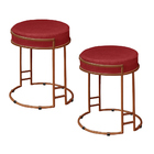 Kit 2 Puffs Decorativos Redondo Sakura Base Metal Bronze Velu