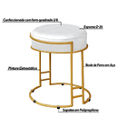 Kit 2 Puffs Decorativos Redondo Sakura Base Metal Dourado Cor