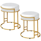 Kit 2 Puffs Decorativos Redondo Sakura Base Metal Dourado Cor