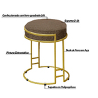 Kit 2 Puffs Decorativos Redondo Sakura Base Metal Dourado Lin