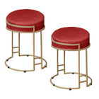 Kit 2 Puffs Decorativos Redondo Sakura Base Metal Dourado Vel