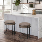 Kit 2 Puffs Decorativos Redondo Sakura Base Metal Preto Linho