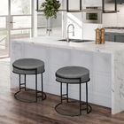 Kit 2 Puffs Decorativos Redondo Sakura Base Metal Preto Suede