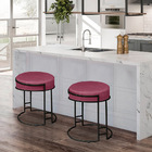 Kit 2 Puffs Decorativos Redondo Sakura Base Metal Preto Suede