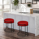 Kit 2 Puffs Decorativos Redondo Sakura Base Metal Preto Velud