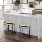 Kit 2 Puffs Decorativos Redondo Sakura Base Metal Preto Velud