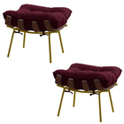 Kit 2 Puffs Decorativos Sala De Estar Abel Base De Madeira Do