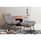 Kit 2 Puffs Decorativos Sala De Estar Abel Base De Madeira Pr