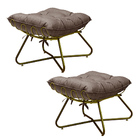 Kit 2 Puffs Decorativos Sala De Estar Caim Base De Ferro Dour