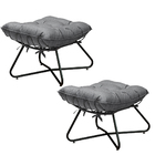 Kit 2 Puffs Decorativos Sala De Estar Caim Base De Ferro Pret