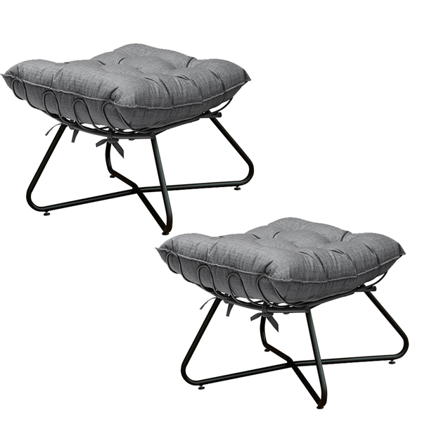 Kit 2 Puffs Decorativos Sala De Estar Caim Base De Ferro Pret