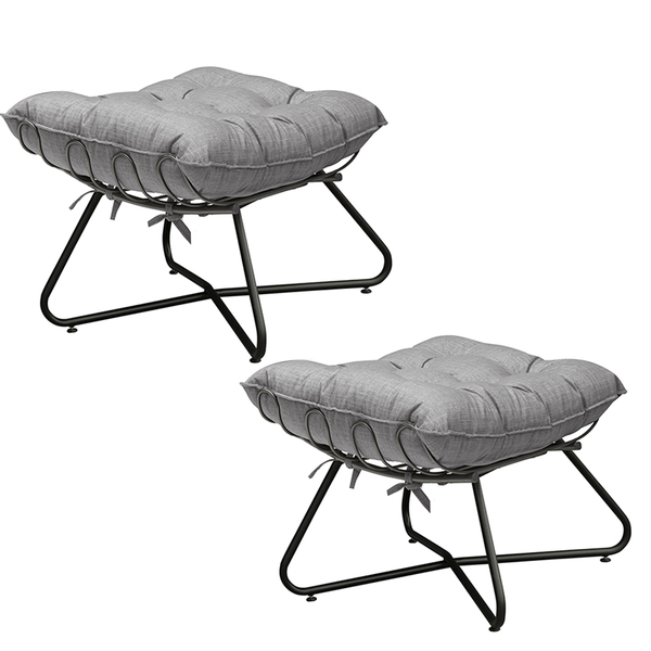 Kit 2 Puffs Decorativos Sala De Estar Caim Base De Ferro Pret