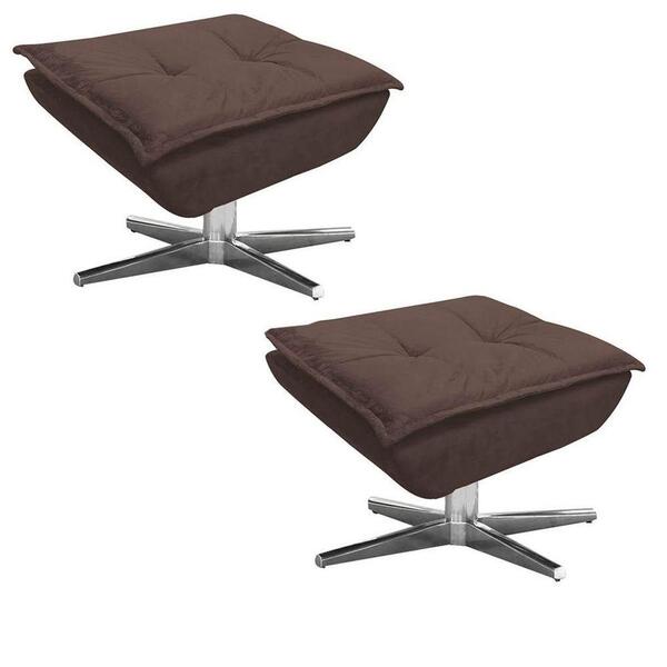 Kit 2 Puffs Decorativos Sala De Estar Giratória Cromada Opla