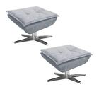 Kit 2 Puffs Decorativos Sala De Estar Giratória Cromada Opla