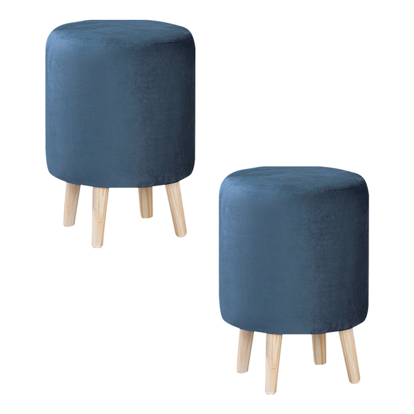 Kit 2 Puffs Decorativos Sala De Estar Pés Palito Cork Veludo