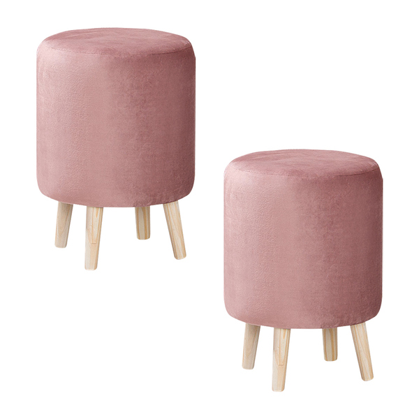 Kit 2 Puffs Decorativos Sala De Estar Pés Palito Cork Veludo