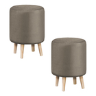 Kit 2 Puffs Decorativos Sala De Estar Pés Palito Cork Veludo