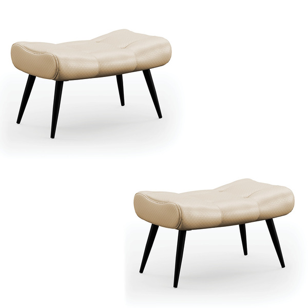 Kit 2 Puffs Decorativos Sala De Estar Pés Palito Letty Facto