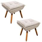 Kit 2 Puffs Decorativos Sala De Estar Pés Palito Opla Suede B