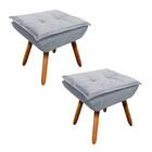 Kit 2 Puffs Decorativos Sala De Estar Pés Palito Opla Suede C