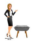 Kit 2 Puffs Decorativos Sala De Estar Pés Palito Opla Suede G