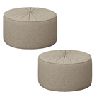 Kit 2 Puffs Decorativos Sala De Estar Round Linho Bege G45 -