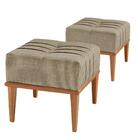 Kit 2 Puffs Em Linho Quadrado Valentin Linho Bege