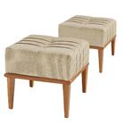 Kit 2 Puffs Em Linho Quadrado Valentin Linho Bege Claro