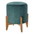 Kit 2 Puffs Em Linho Redondo Otavio Agarb Decor Azul