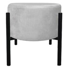 Kit 2 Puffs Iron Suede Base Preto Palito - Cinza