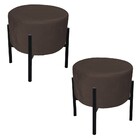 Kit 2 Puffs Iron Suede Base Preto Palito - Marrom