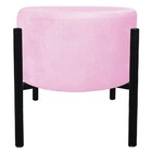 Kit 2 Puffs Iron Suede Base Preto Palito - Rosa Bebê