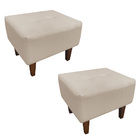 Kit 2 Puffs Livia Corino Bege Pés Chanfrado Castanho - D'rossi