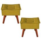 Kit 2 Puffs Opala Decorativo Suede Amarelo D'rost