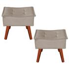 Kit 2 Puffs Opala Decorativo Suede Creme Kasa Sofá