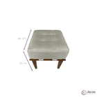 Kit 2 Puffs Quadrado Para Sala De Linho - Bege Claro