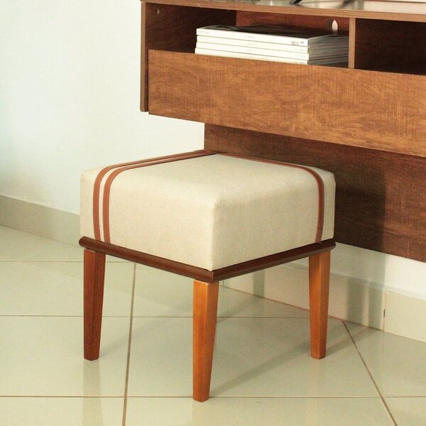 Kit 2 Puffs Quadrados Para Sala De Detalhes Courino Bege