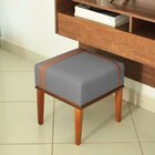 Kit 2 Puffs Quadrados Para Sala De Detalhes Courino Cinza