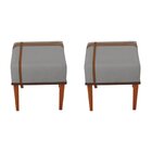 Kit 2 Puffs Quadrados Para Sala De Detalhes Courino Cinza