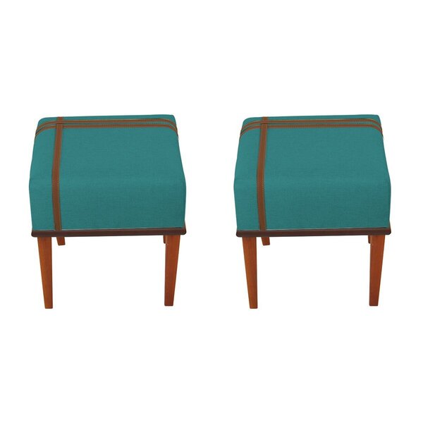 Kit 2 Puffs Quadrados Para Sala De Detalhes Verde