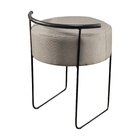 Kit 2 Puffs Redondo Ivar Em Linho E Base Metal Preto Agarb De