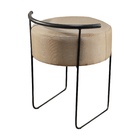 Kit 2 Puffs Redondo Ivar Em Linho E Base Metal Preto Agarb De