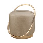 Kit 2 Puffs Redondo Lunar Em Linho E Base Metal Dourado Agarb