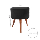 Kit 2 Puffs Redondos Loren Estofado Em Veludo Preto E Pés Em