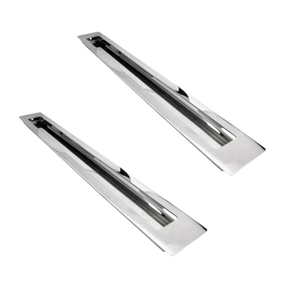 Kit 2 Puxador Concha Embutir Porta Inox 304 Polido Cromado 45