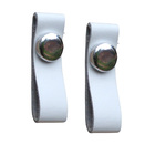 Kit 2 Puxadores Couro Branco