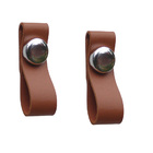 Kit 2 Puxadores Couro Caramelo