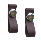Kit 2 Puxadores Couro Marrom